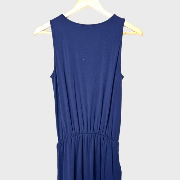 Lilla P Blue Small Sleeveless Maxi Dress Scoop Neck High-Low Hem Elastic Waist - Picture 6 of 8